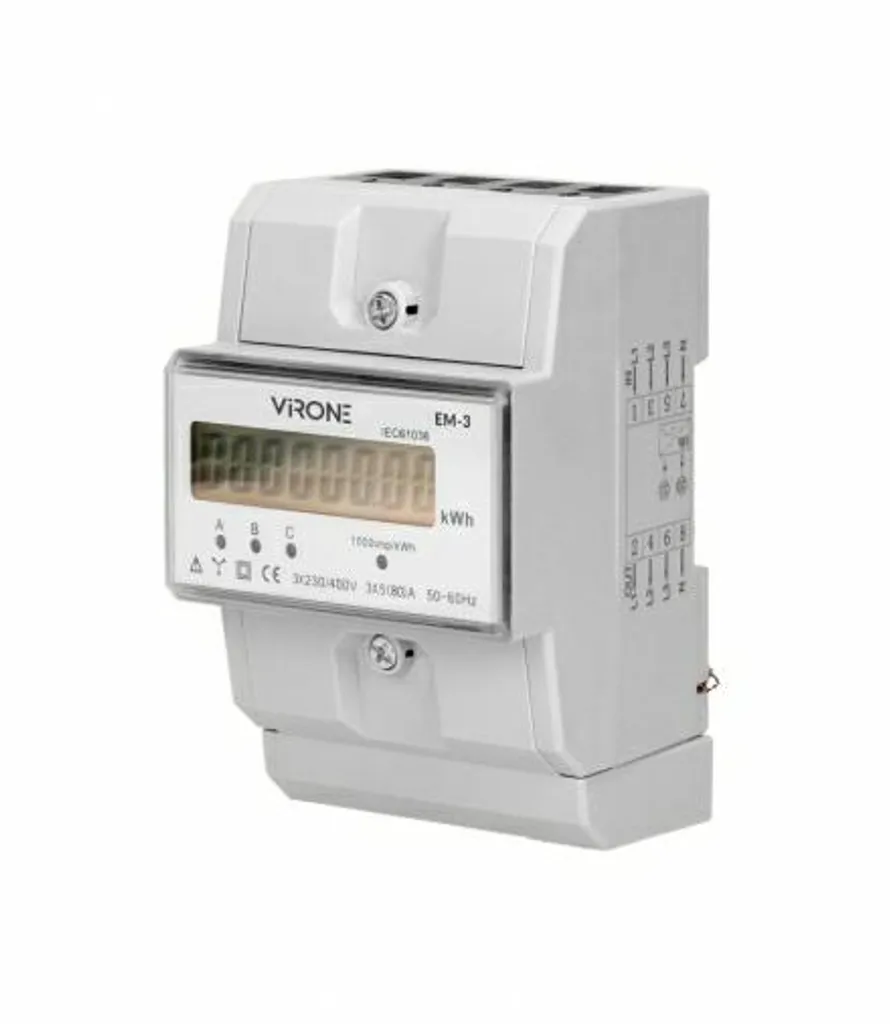 Sous-compteur Électrique Triphasé 80A - Format 3 Modules Rail DIN TH-35mm