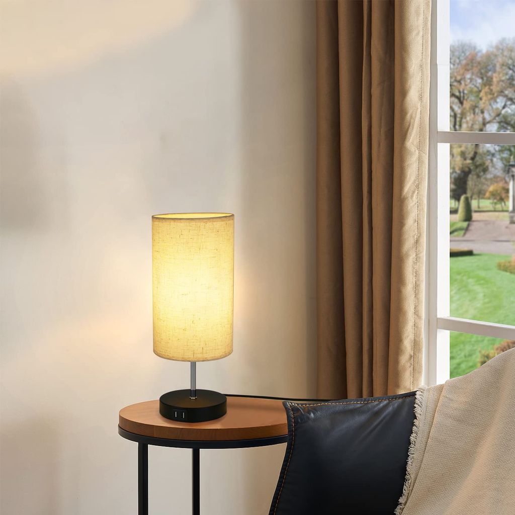 ZMH Tischlampe Wohnzimmer Nachttischlampe USB - 2er Schwarz Produktbild 8