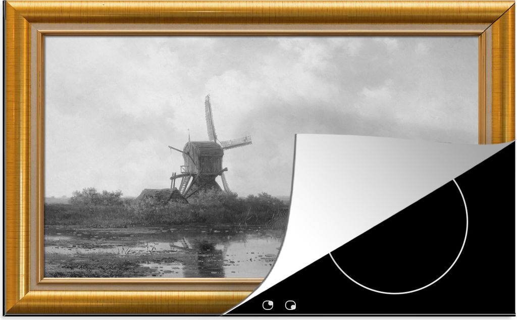 KitchenYeah Herdabdeckplatte Maler - Kunst - Gold - Rahmen , 81x52cm, Küche Deko, Ceranfeld Herdabdeckung, Abdeckplatte fùr Kochfeld