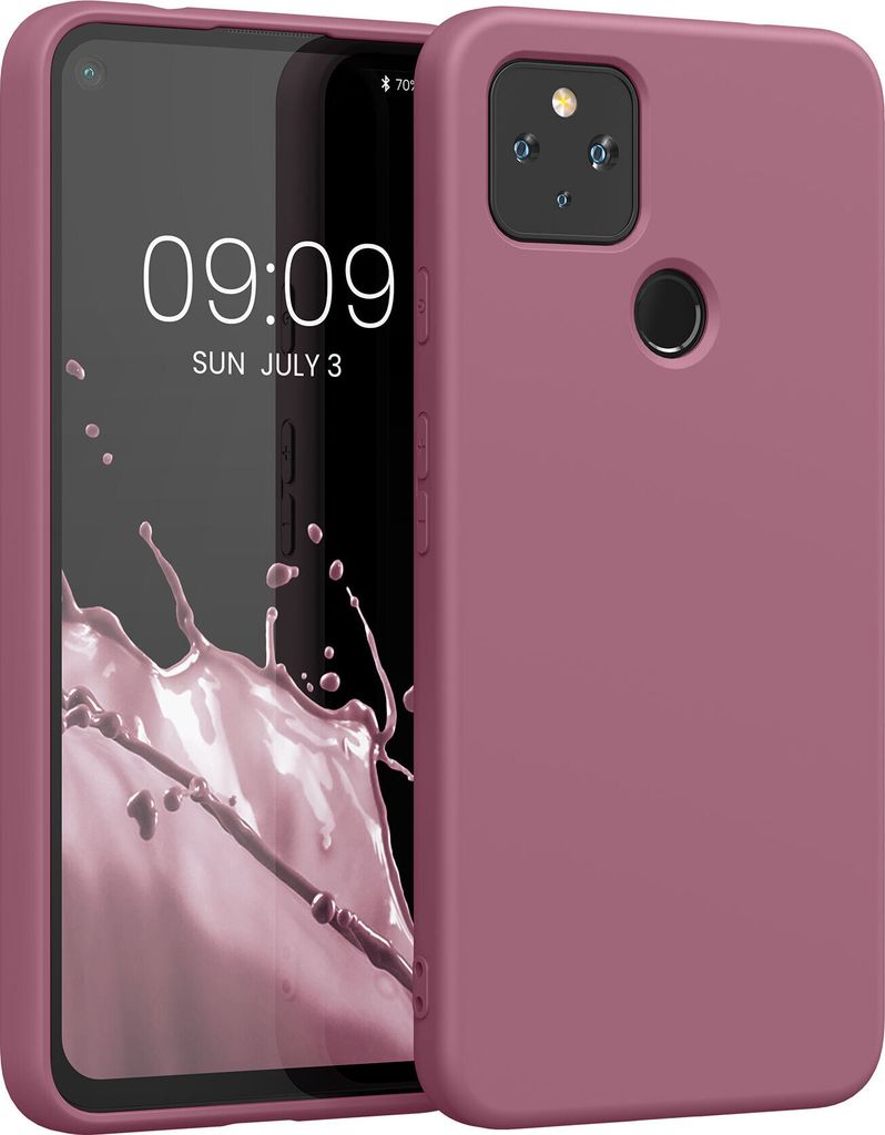 kwmobile Hülle kompatibel mit Google Pixel 4a 5G Hülle - gummierte TPU Silikon Handyhülle - Schutzhülle für kabelloses Laden - Case in Dark Rose
