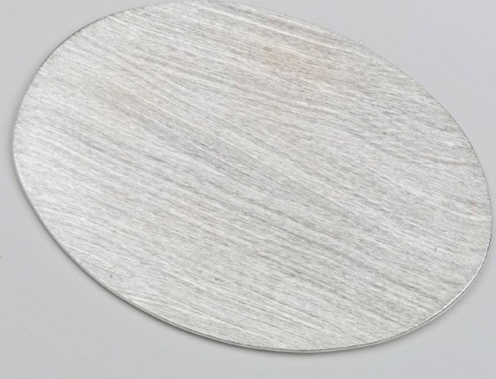Kerzenteller Flachteller Oval Alu gebürstet silber 20,5 x 14 cm ideal für Ovalkerzen, Ellipsenkerzen, Taufkerzen, Hochzeitskerzen, Trauerkerzen