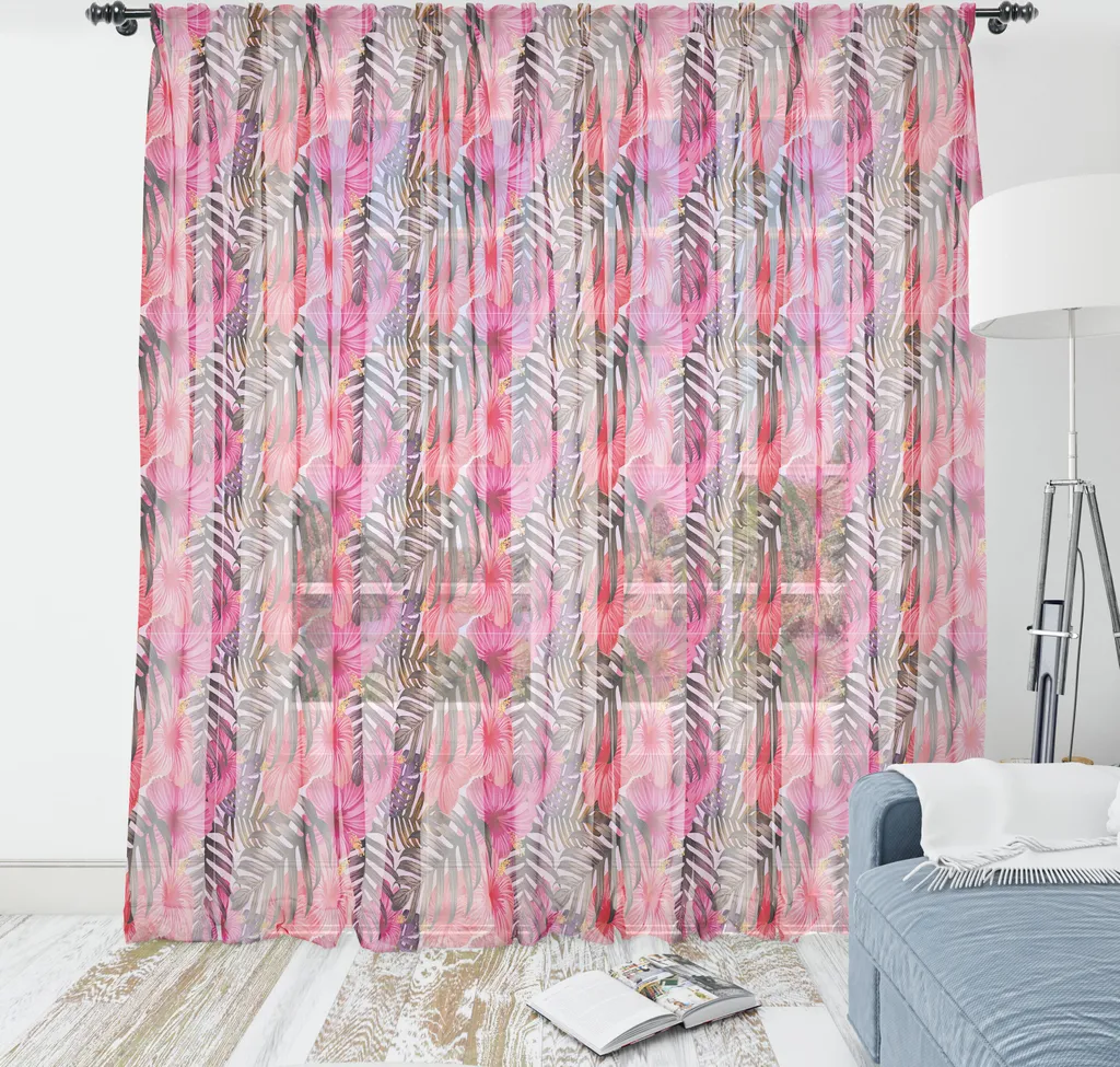 Tapisserie pour salon et chambre motif orchidées exotiques en satin