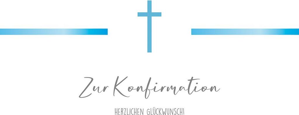 Konfirmation unverpackte Glückwunschkarte mit Umschlag Kreuz Herzlichen Glückwunsch