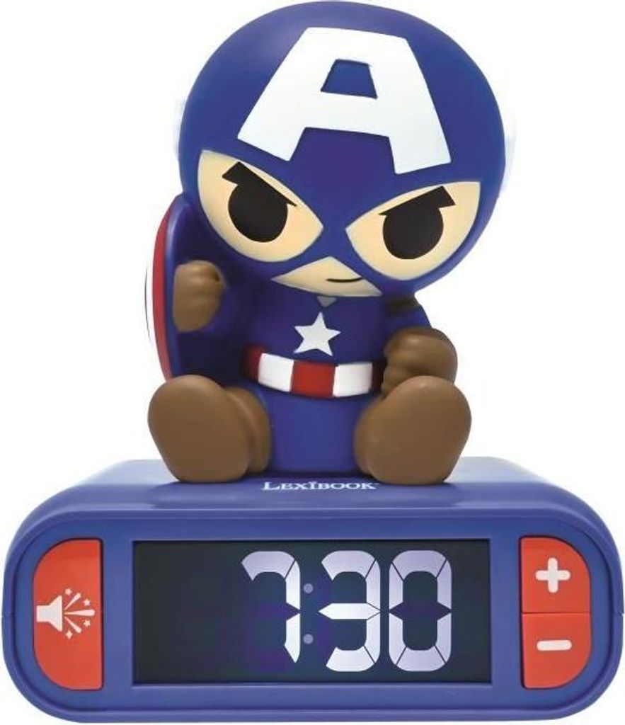 Réveil Veilleuse Digital Captain America, 3D Lumineux et Image du produit 