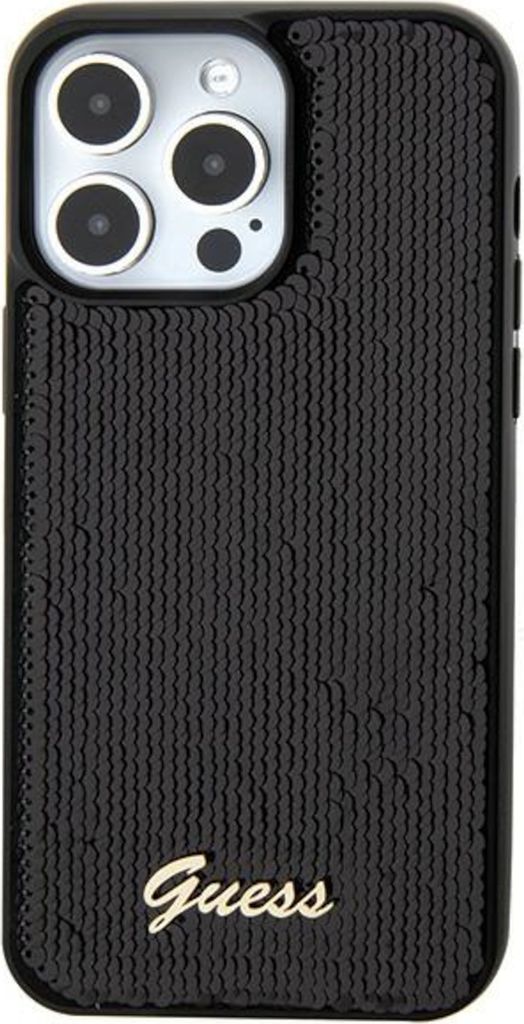 Guess Disco Metal Script hoesje voor iPhone 15 Pro - Zwart Productafbeelding 