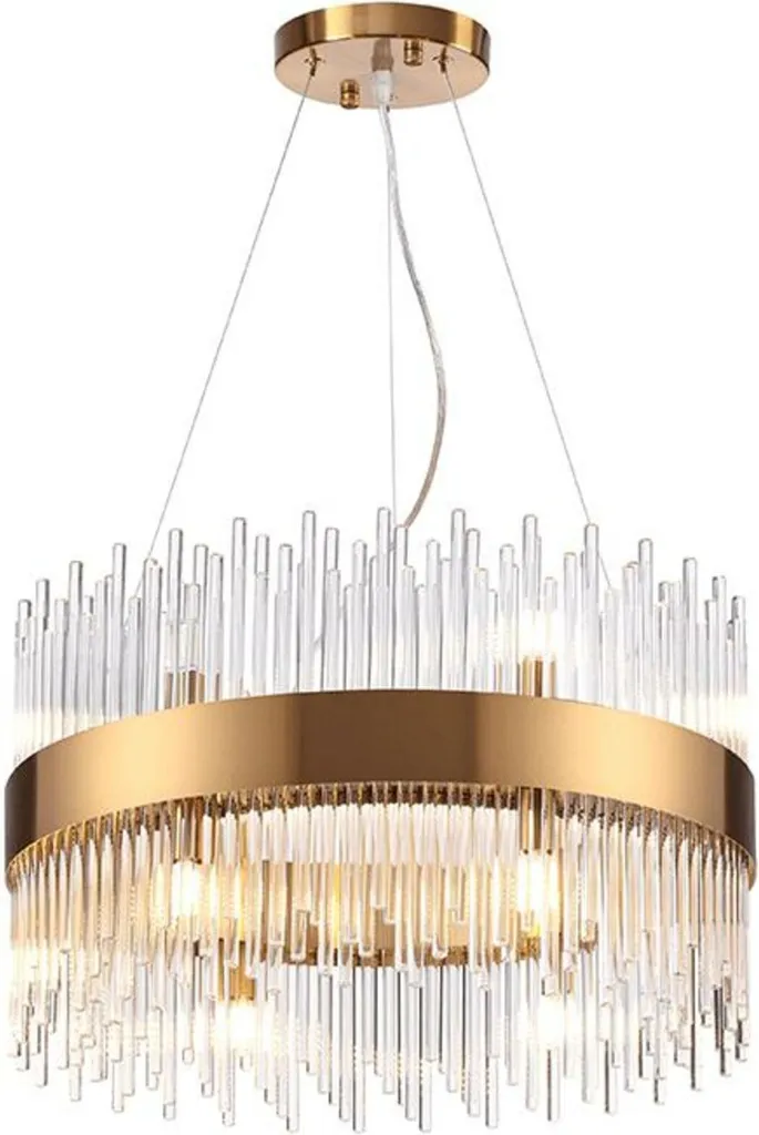 Luminaire Suspendu Design pour Grande Salle à Manger Laiton et Cristal