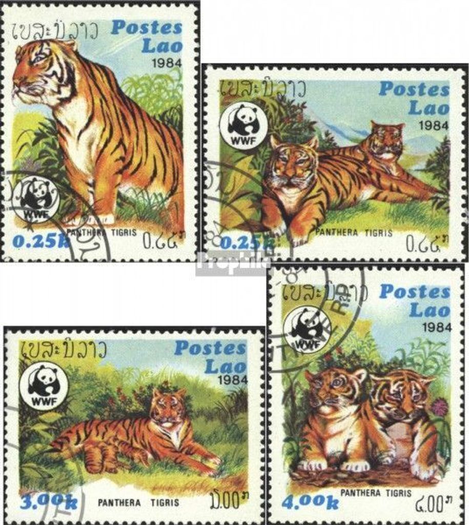 Briefmarken Laos 1984 Mi 706-709 (kompl.Ausgabe) gestempelt Weltweiter Naturschutz: Tiger