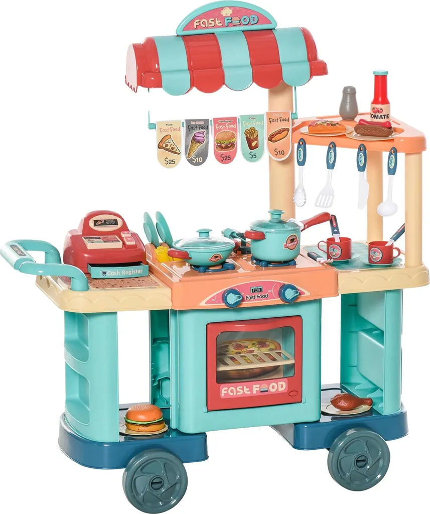 Set de jouets cuisine en bois multicolore - Ensemble complet de 24 pièces