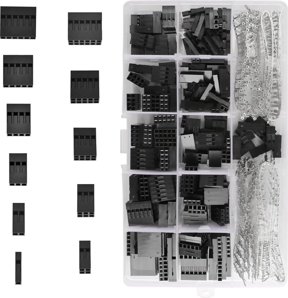 620 Stück 2,54 mm Pitch 1 2 3 4 5 6 Pin JST SM Gehäuse-Steckverbinder Dupont-Buchsen-Buchsenleiste Crimp-Anschluss-Steckverbinder-Sortiment-Kit M...