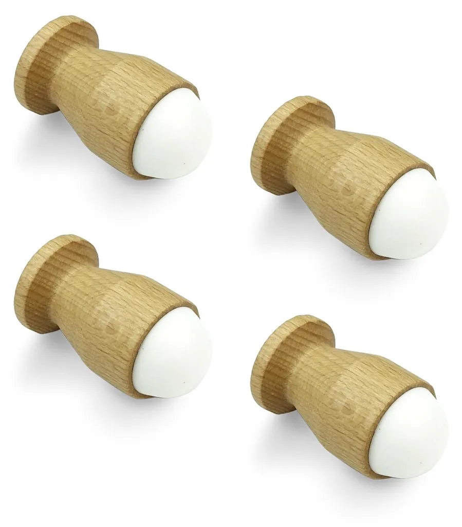 Butoir de porte en bois de hêtre lot de 4 avec système de fixation vis