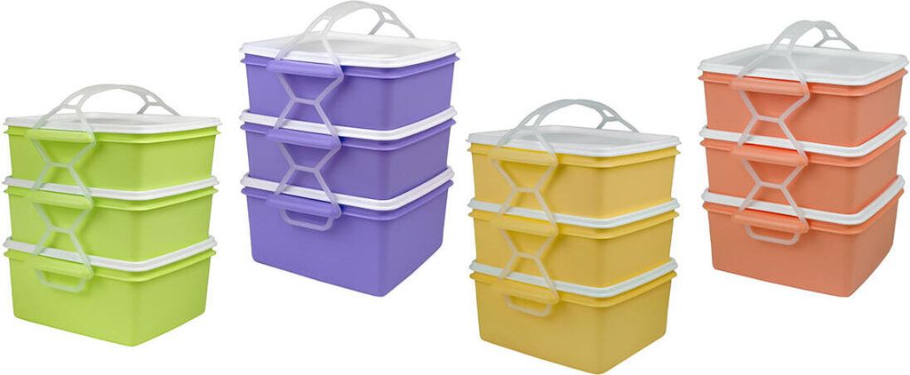 lebensmittelträger 2x1,2l + 1x1,4l quadratisch 17x15x20cm PH mix Farben