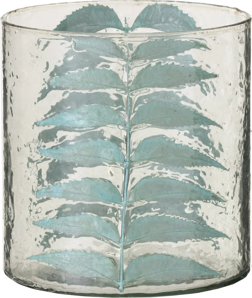 Vase Bleu J-Line Feuille Idéal pour Décoration Table et Petit Bouquet