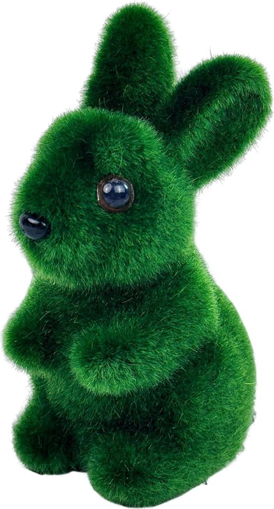 Künstliches Moos, Osterhasen-Ornament, realistisch, beflockt, grün, Kaninchen, Kunstgrün, für Zuhause, Büro, Urlaub, Party, Frühlingsdekorati...