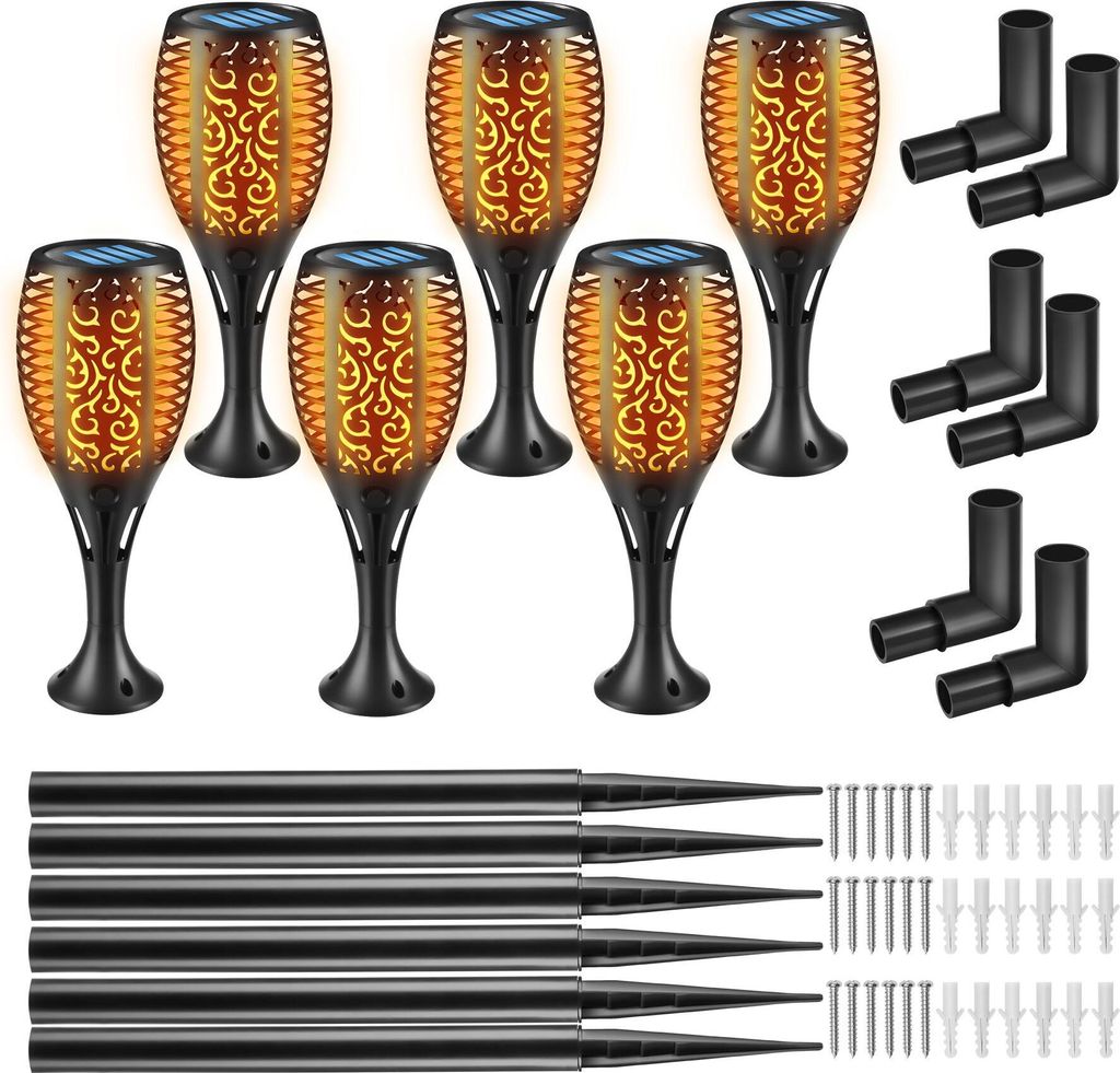 tectake 6er Set Solarleuchten Flare 6 - 8 Stunden Betriebszeit