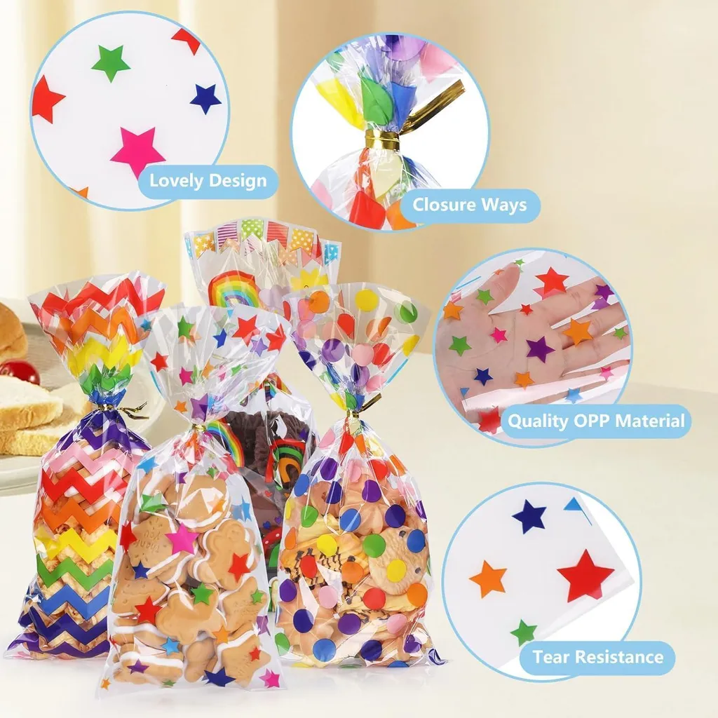 100 Sachets Cellophane Transparents avec Liens Twist - 27 x 12,5 cm - 3