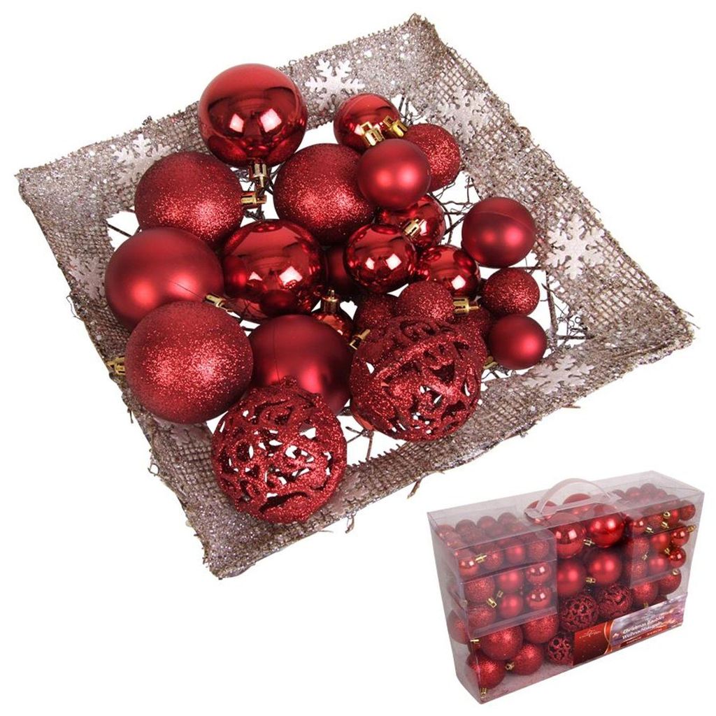 100 boules de Noël rouges Boules d'arbre de Noël rouges Image du produit 