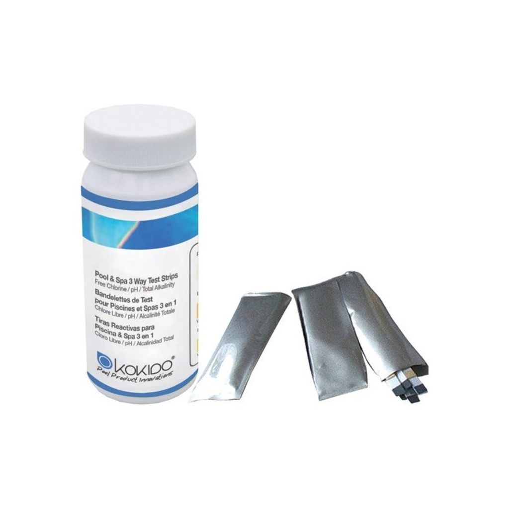 Kokido 50 Teststreifen 3-in-1: Chlor, pH, alkalisch