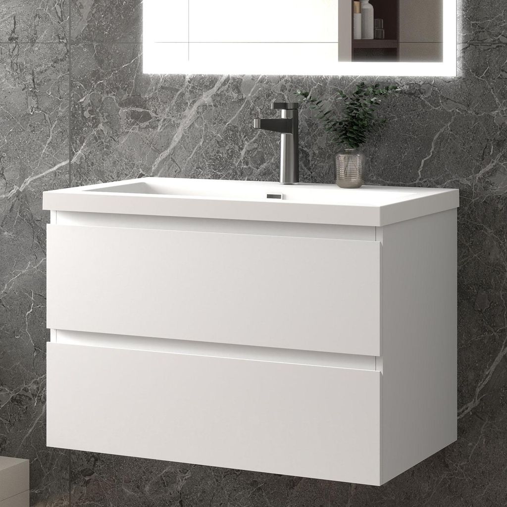 80 cm Badmöbel-Set Unterschrank mit Rechteckiges Produktbild 