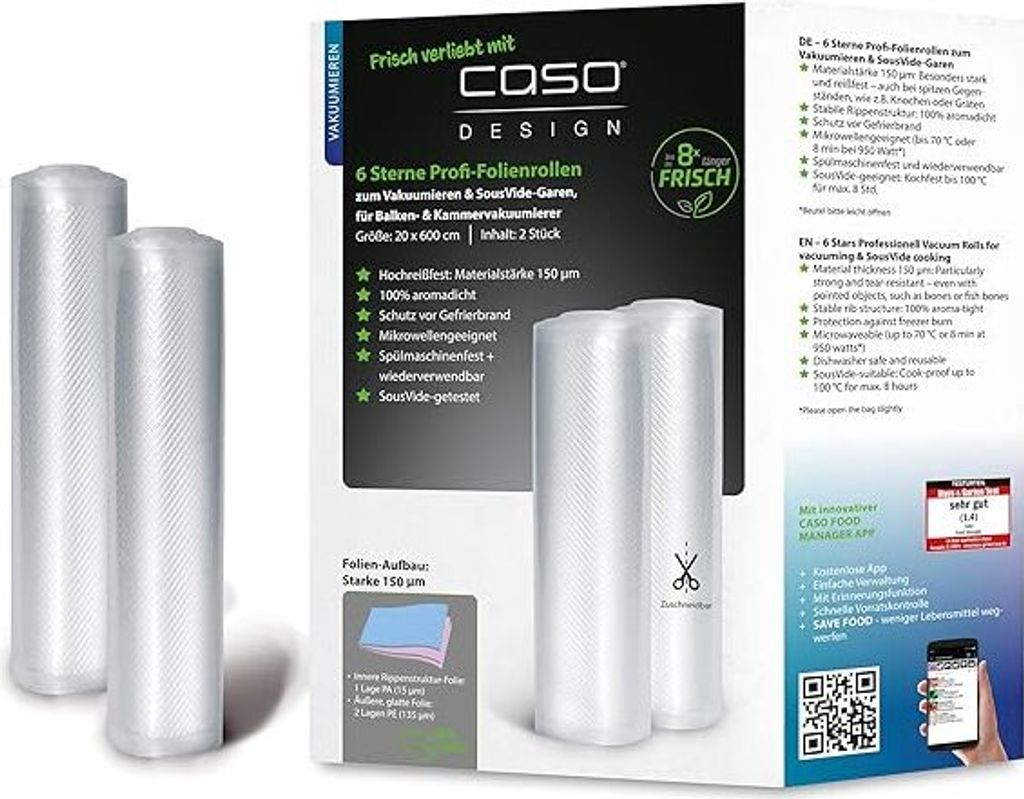 Caso Design Profi-Folienrollen 20 x 600 cm 2 Stück