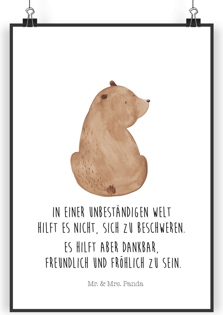 Mr. & Mrs. Panda Bild Bär Schulterblick DIN A5 - Weiß - Geschenk, Weisheit, Plakat, Kunstdruck, Bären, Teddy, drucke, wanddeko, Motivation, Bär...