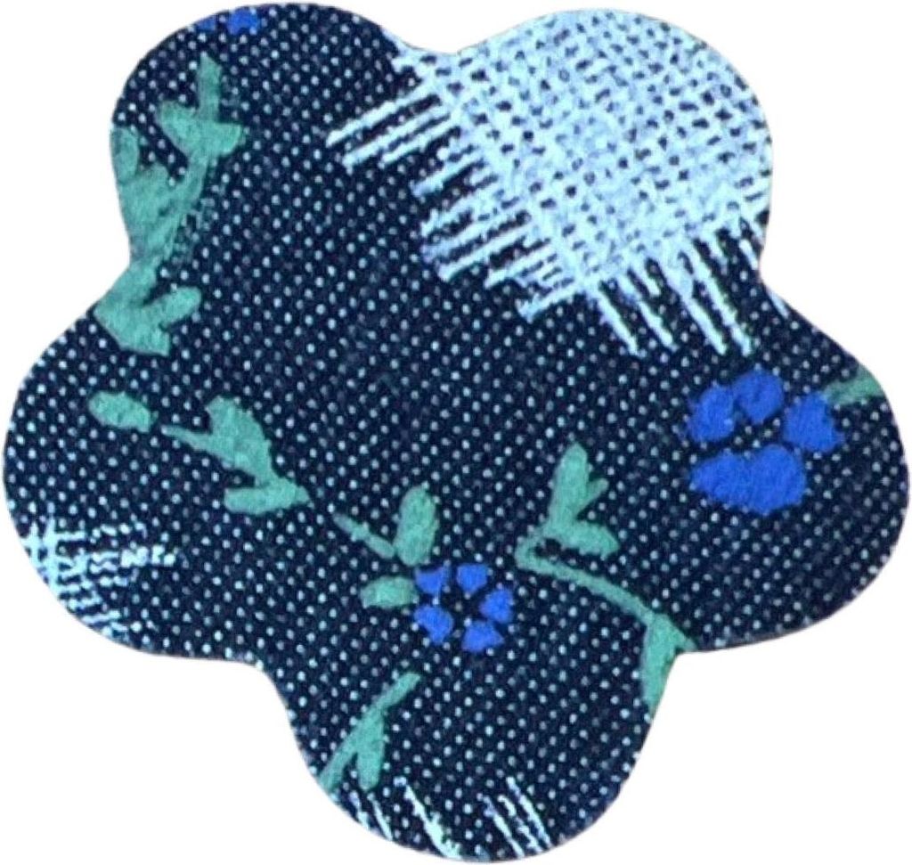 Blumen-Denim-Jeans-Logo-Aufnäher zum Aufbügeln, Blau