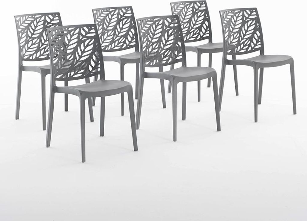 lot de 6 chaises empilables en polypropylène avec fibre de Image du produit 