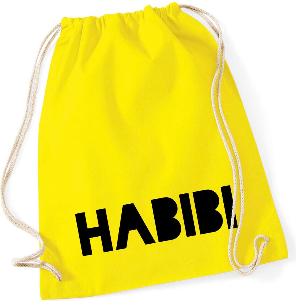 Huuraa Turnbeutel Habibi Schatz Freund 12 Liter Yellow Baumwolle Rucksack Geschenkidee