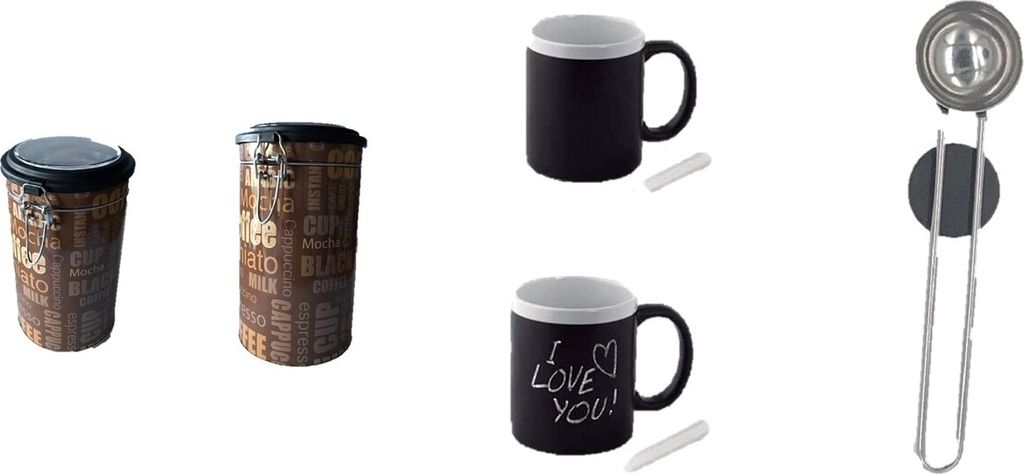 Kaffeedose Luftdicht mit Magnet Löffel, Vorratsdose für Kaffeebohnen oder Kaffeepulver, Tee, Nüsse, Kakao perfekt aufzubewahren plus 2 beschrift...
