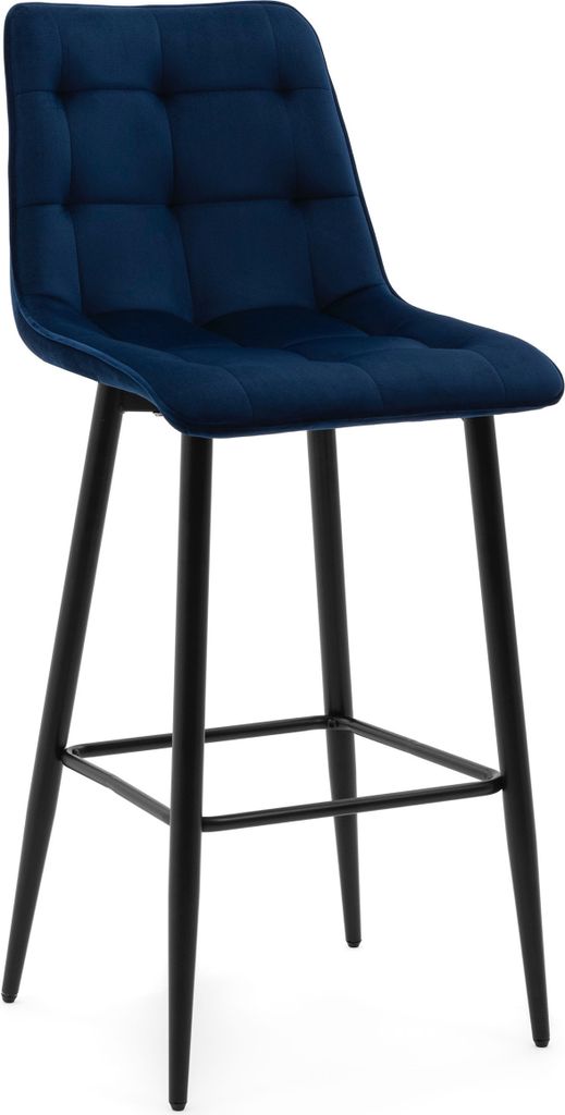 NEW HOME Hocker CHIC gespolsterter Esszimmerhocker mit Steppung - dunkelblau - moderne Samt Velours Möbel