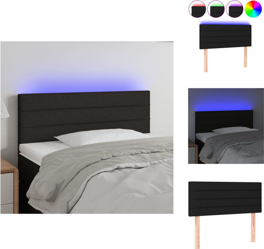 vidaXL LED Kopfteil Schwarz 90x5x78/88 cm Stoff - Kopf- & Fußenden