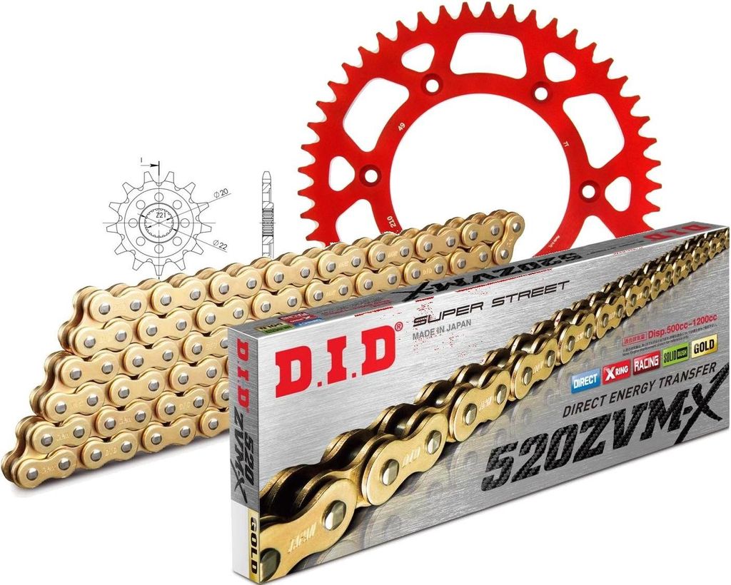 DID Kit Alu (rot) Kompatibel mit Honda CRF250 R 10-13 13-49-116 DID520ZVM-X(G&G) Endlos