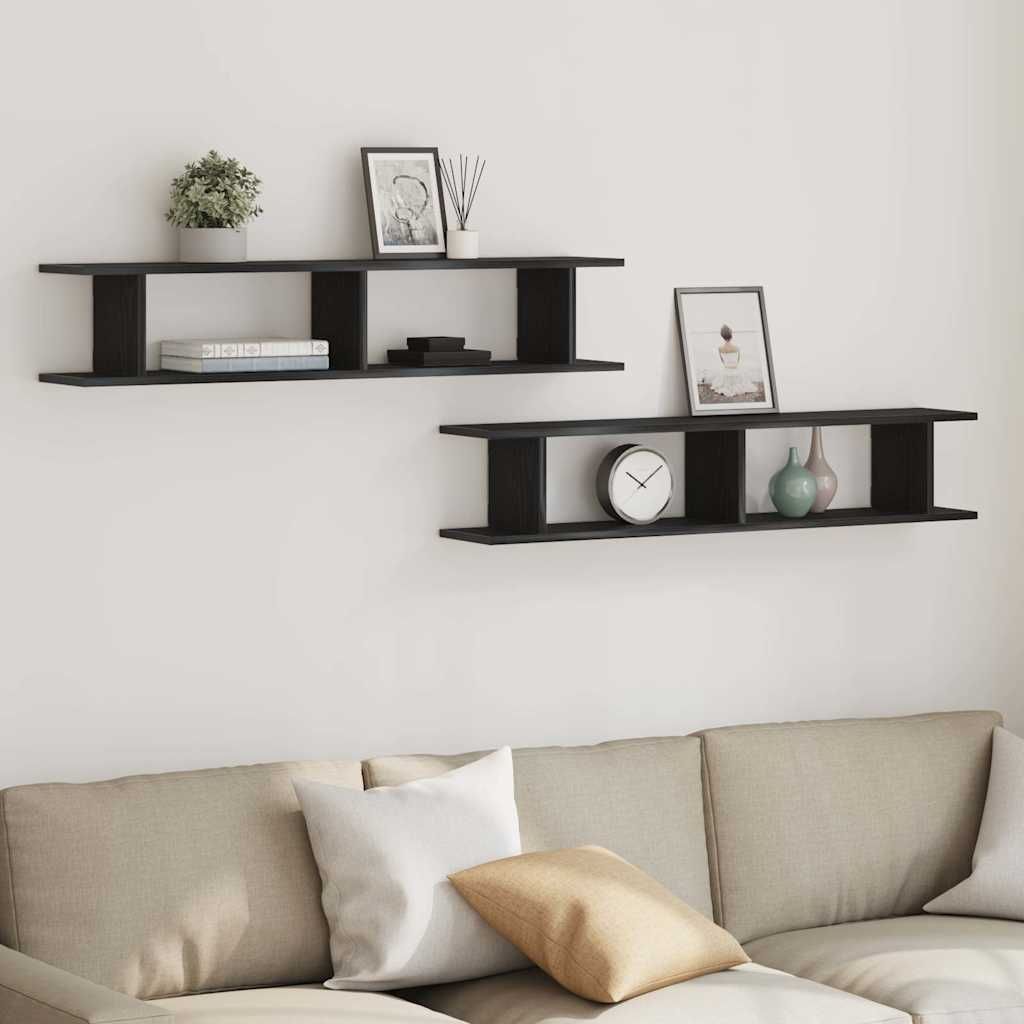"im Sonderangebot"Wandregale 2Stk. Schwarz Eichen-Optik 105x18x20cm Holzwerkstoff NEU632329 - Wandregale