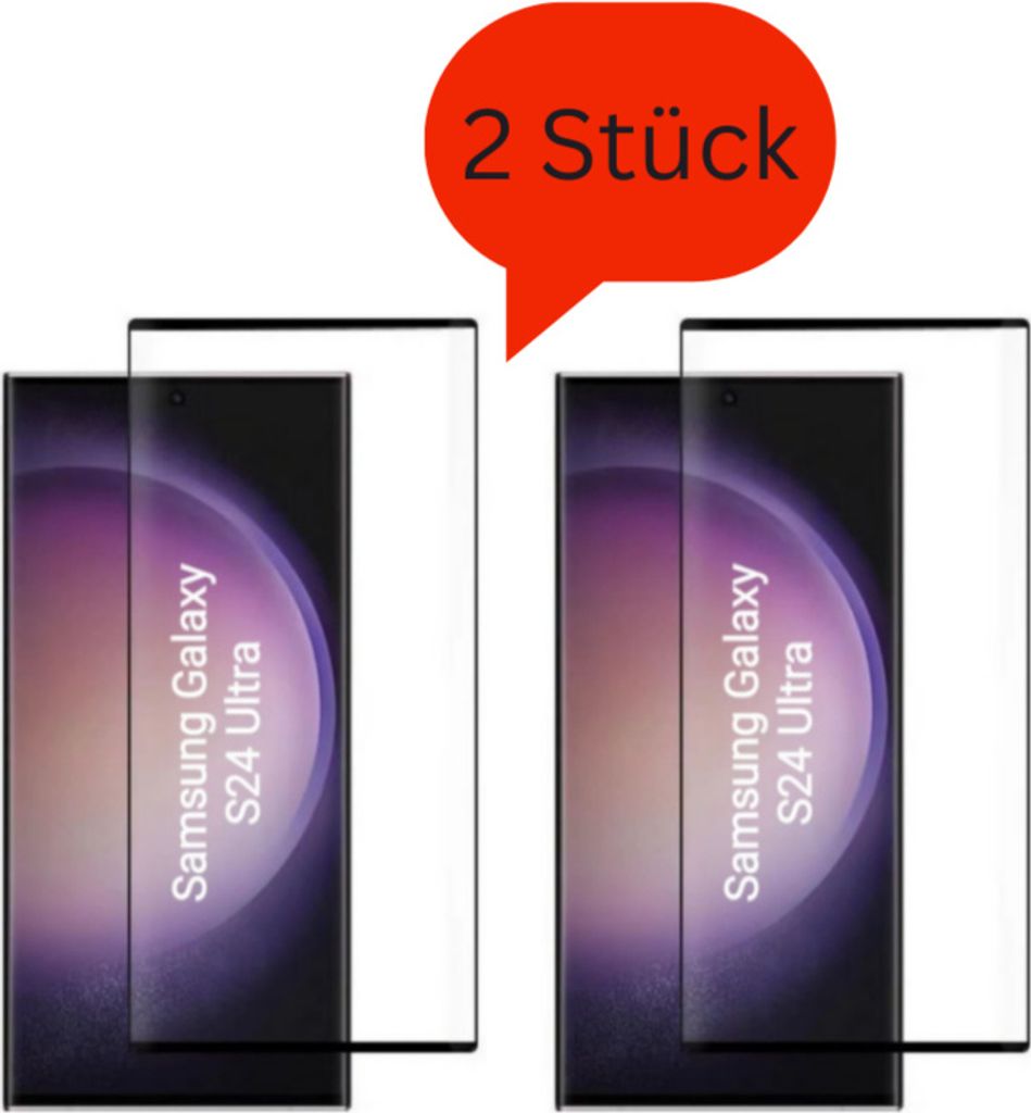 CLM-Tech 2er Set Schutzfolie kompatibel mit Samsung Galaxy S24 Ultra Panzerfolie Panzerglas Crystal Clear Displayschutz 9H Glas Displayfolie Schutz...