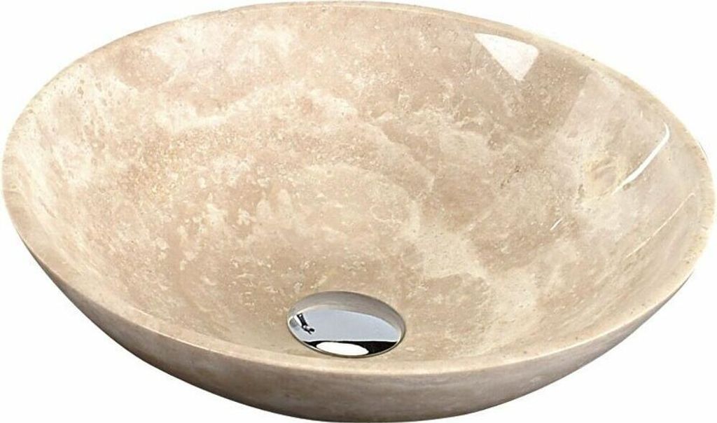 Sapho BLOK 1 Stein-Waschbecken Durch. 40cm, polierter beige Travertin