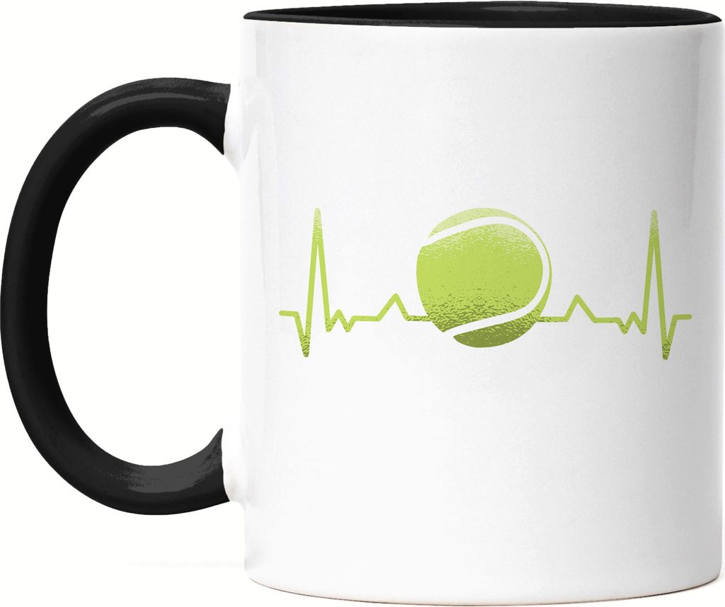 Tennisball Tasse Schwarz Tennisschläger Spieler Spiel Spielball Sport Freizeit Hobbie Tennisplatz Tennis Schläger