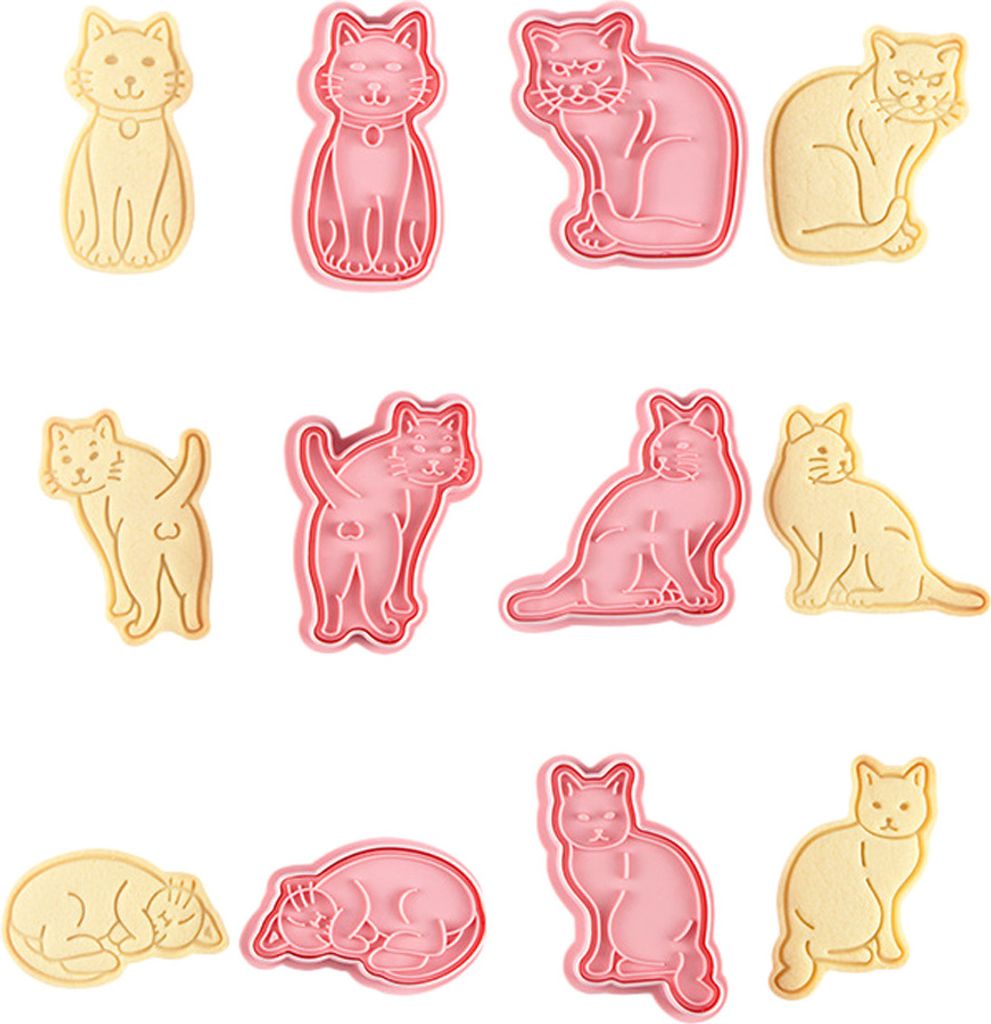 CANDeal 6 Stück Katzen-Ausstechformen Mit Stempeln, Produktbild 