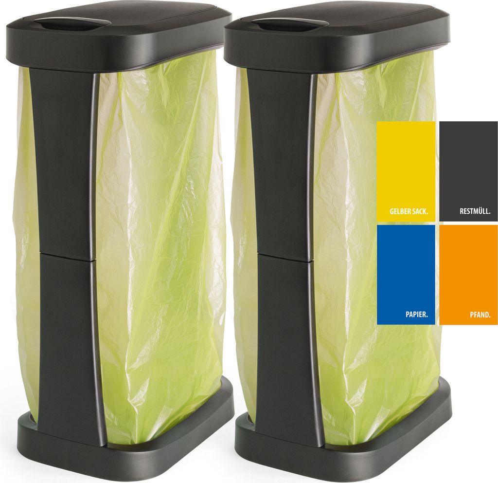 2er Set Müllsackständer bis 120l Schwarz