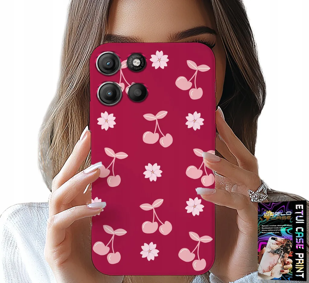 Custodia per Motorola Edge 60 Pro 5G - Ciliegie su sfondo marroncino + Foil