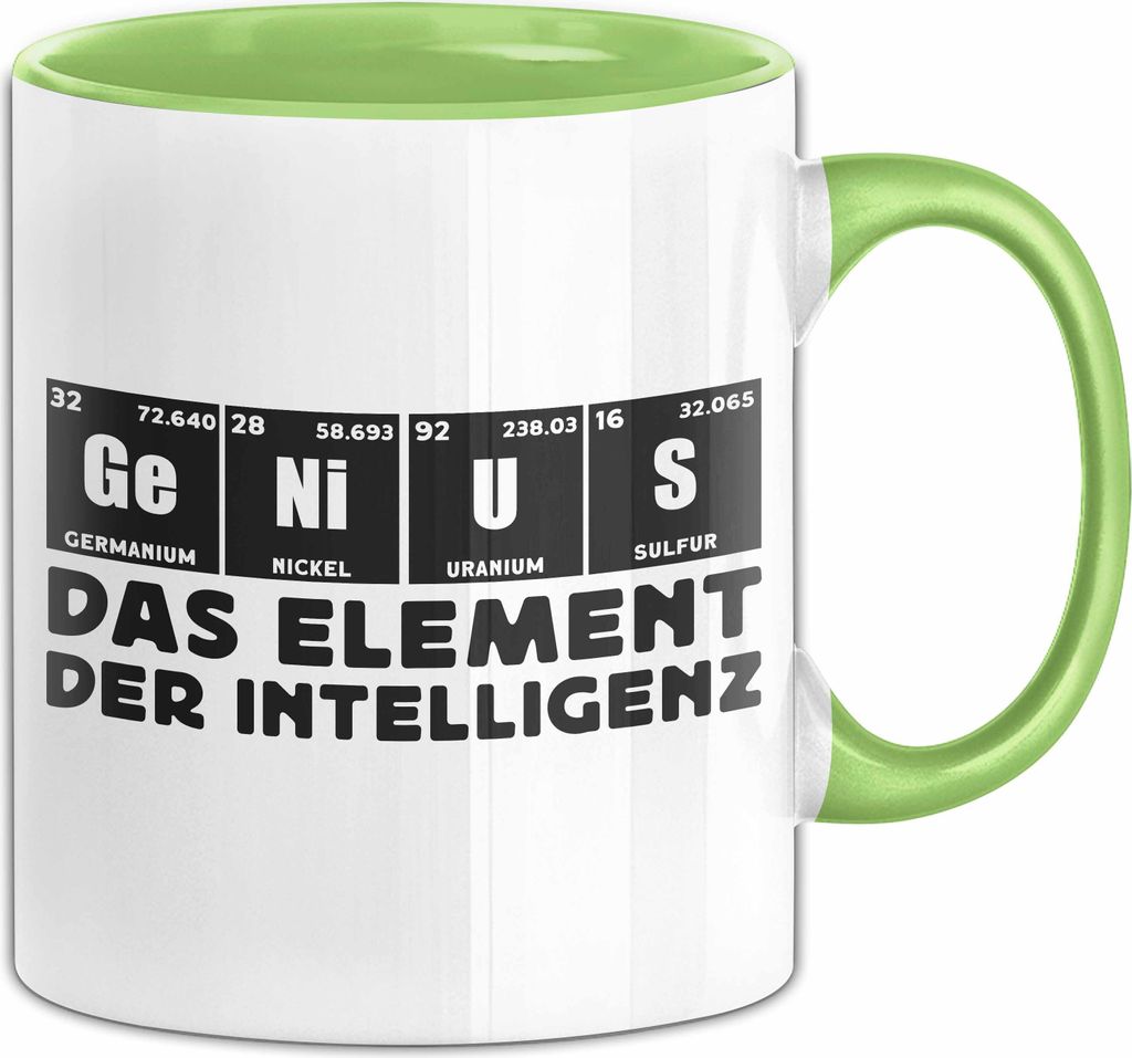 Chemiker Tasse Geschenk Für Chemie-Studenten Genius Das Element Der Inztelligenz Kaffee-Becher (Grün)