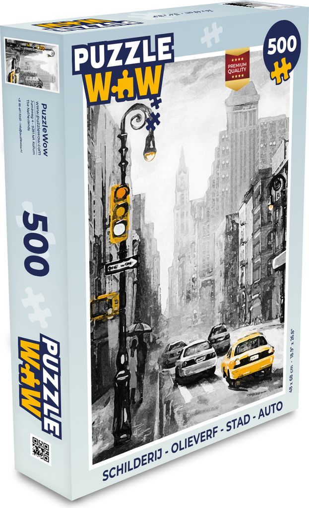 MuchoWow Puzzle 500 Teile Gemälde - Ölfarbe - Stadt - Auto - Denken - Spiel - Toy