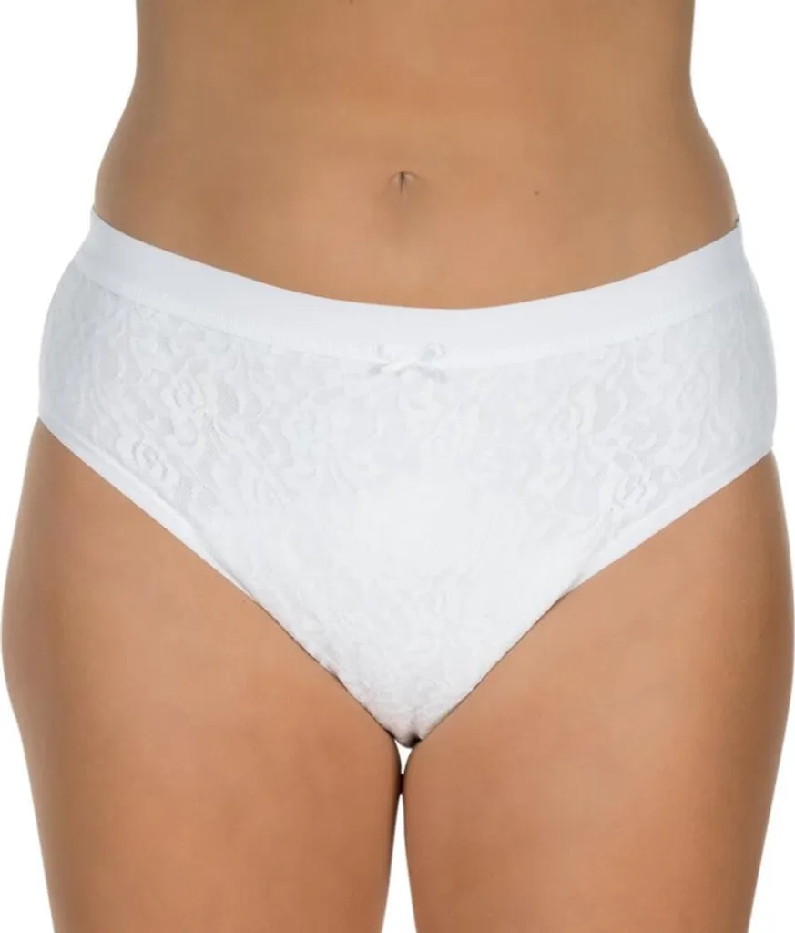 Mutandine Donna Wolbar WB189 - Bianche Con Pizzo, Taglia XL