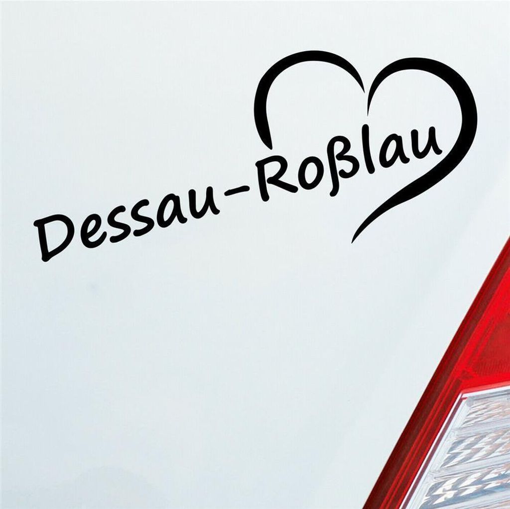 Auto Aufkleber Dessau-Roßlau Herz Stadt City Liebe 18,5x8 cm Schwarz Matt Sticker Heckscheibenaufkleber