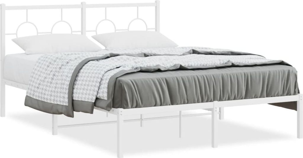 Maison Exclusive - Bettgestell mit Kopfteil Metall Weiß 140x190 cm
