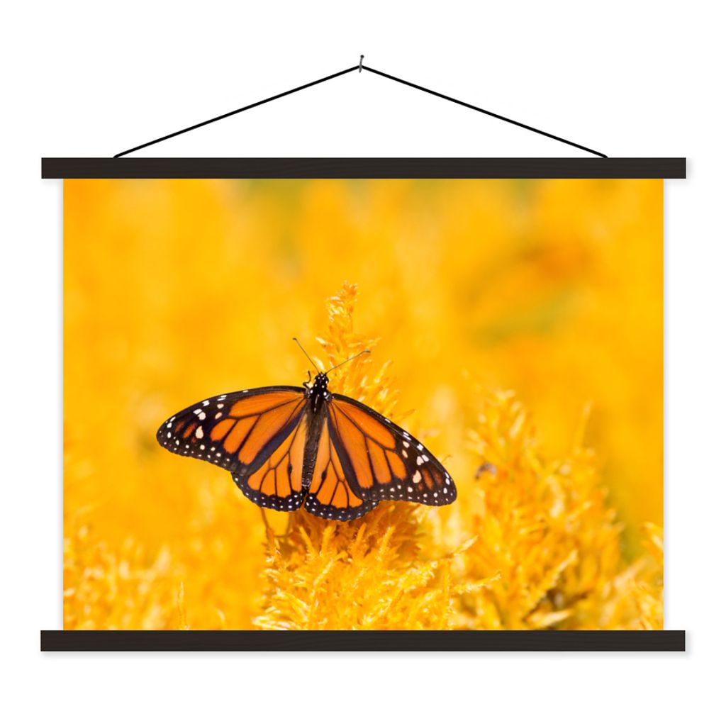 MuchoWow Textilposter Monarchfalter 60x45 cm mit schwarzem Rahmen - Poster Schlafzimmer