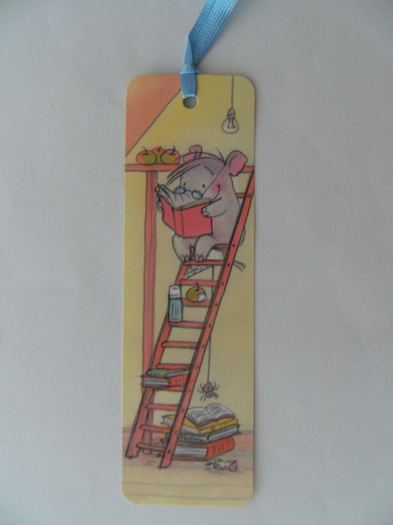 Lesezeichen Elefant auf Leiter, 14 x 4 cm, Buchzeichen Bookmark Bücher Buch Tier Elefanten