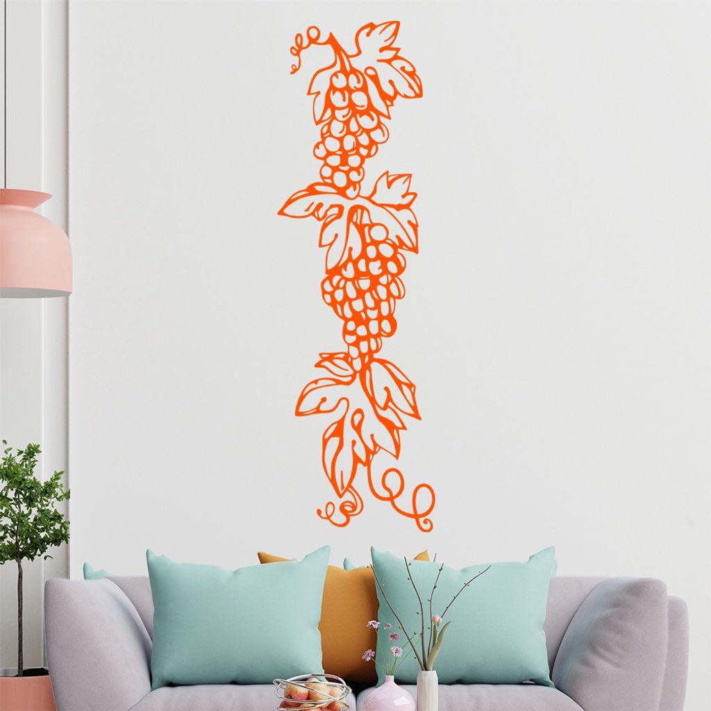 Weintrauben - Pflanze Wandtattoo in 6 Größen - Wandaufkleber Wall Sticker - Dekoration, Küche, Wohnzimmer, Schlafzimmer, Badezimmer