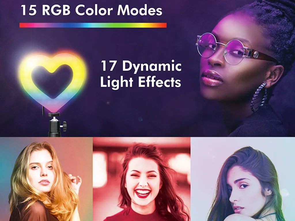 Trépied LED RGB Cœur Logilink avec Commande de Lumière Intégrée - 9