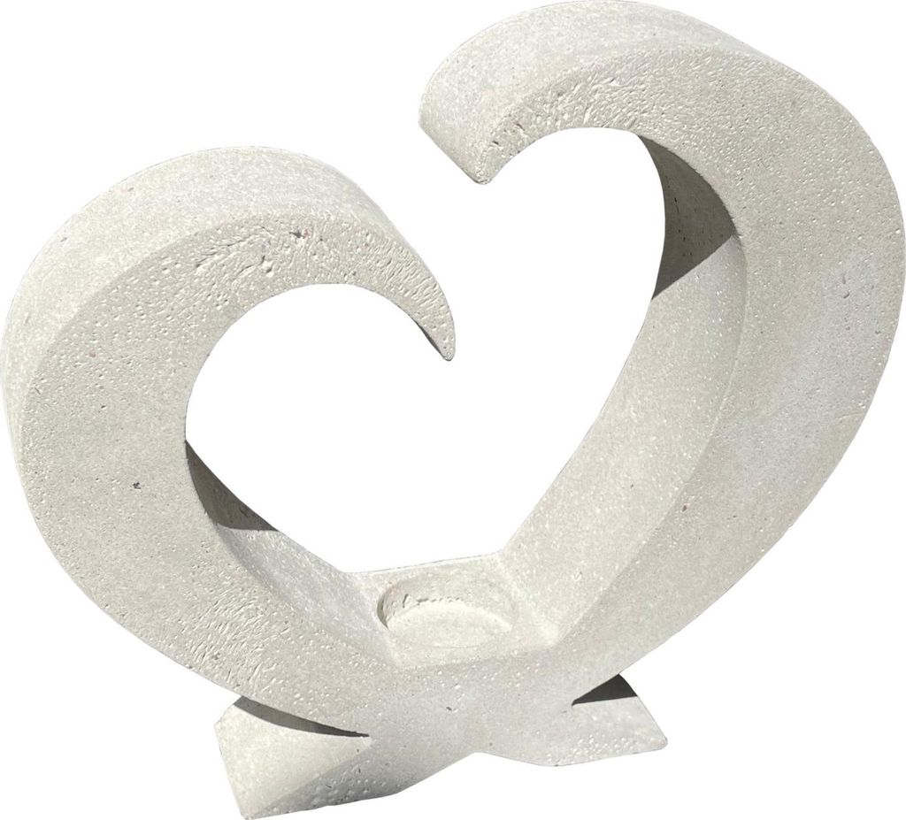 Betonfigur TEELICHTHALTER HERZ - handgefertigte Dekoration für Garten und Haus