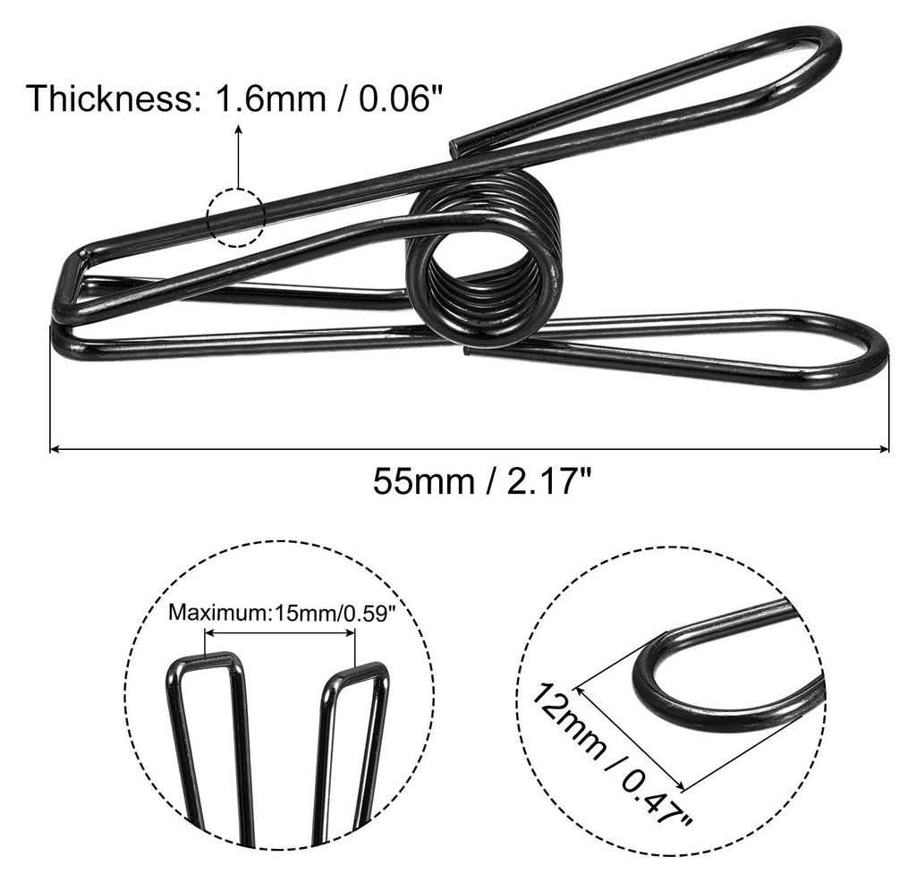 8stk. Tischdeckenklammern šC 55mm Kohlenstoffstahl Drahtklammern fš¹r Befestigen Tischdecken H?ngende Kleidungsstš¹cken, Schwarz