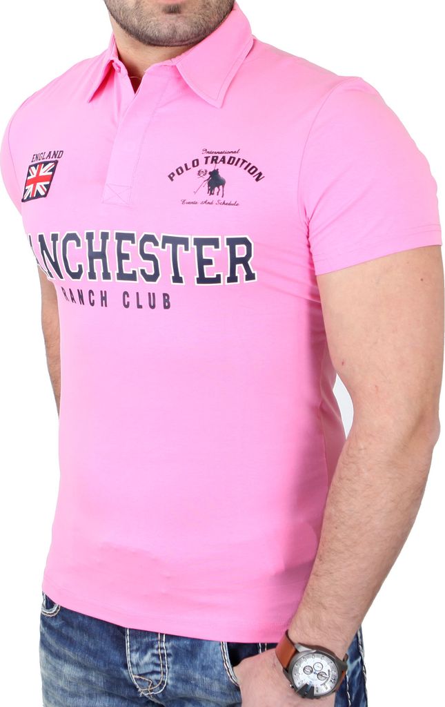 Reslad Poloshirt Herren Clubwear Polo Kragen Manchester RS-277 Rosa S